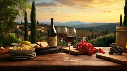 Timeless Tuscany: Vintage Italian Wine Delight - obrazy, fototapety, plakaty