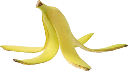 Banana skin on isolated white background