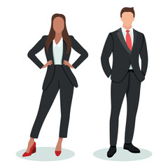 Man and woman business avatars flat style