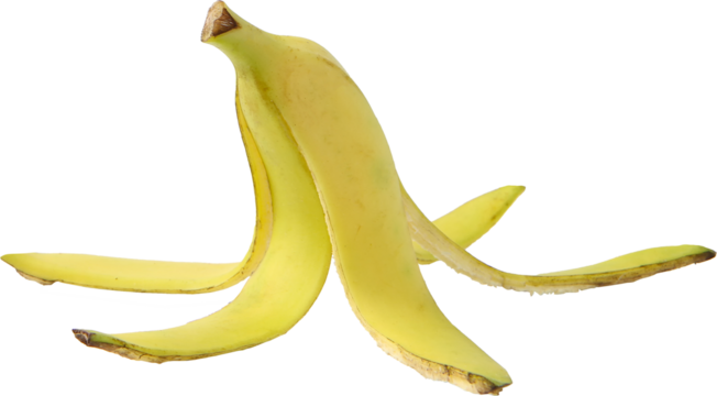 Banana skin on isolated white background