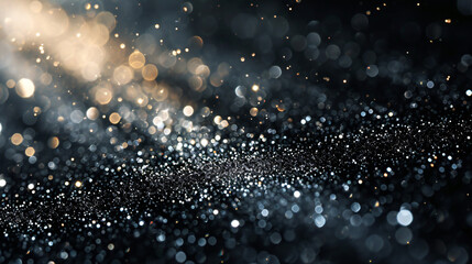 glitter vintage lights background. gold and black. silver, black and white and New Year holidays concept.