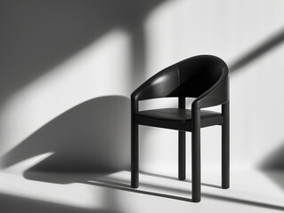 Ein minimalistischer, moderner Stuhl - Spiel mit Schatten - obrazy, fototapety, plakaty