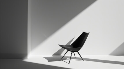 Ein minimalistischer, moderner Stuhl - Spiel mit Schatten - obrazy, fototapety, plakaty