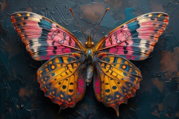 colorful piece of artwork that resembles a butterfly