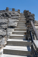 Fototapeta premium stair to historical site on Ocean shore at Diaz point, Namibia