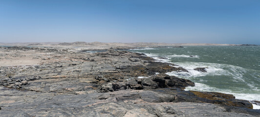 Ocean shore south of historical site at Diaz point,  Namibia