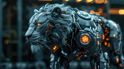 mecha lion 3d robot .cool wallpaper background hd