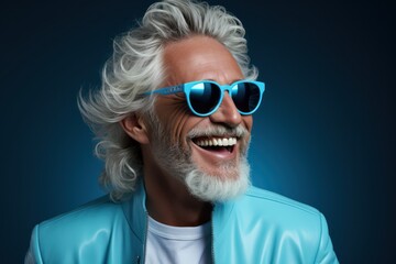 happy man with a white hair and beard
