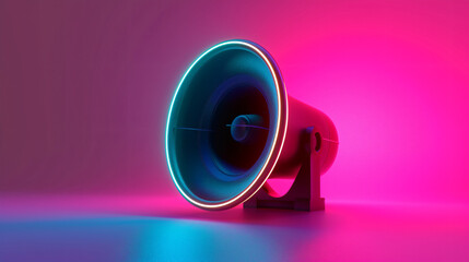 3d rendered illustration of a neon style speaker