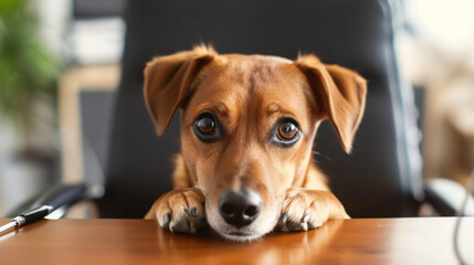 Dog waiting in the office