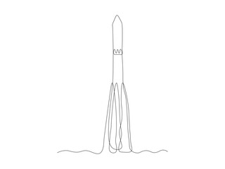 Abstract space rocket,continuous one line art hand drawing sketch
