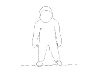 Abstract astronaut in a spacesuit ,continuous one line art hand drawing sketch