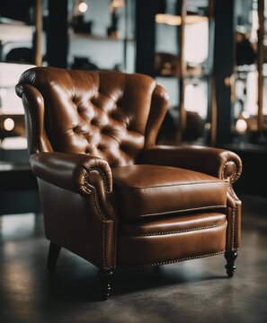 portrait of modern and luxury leather chair
