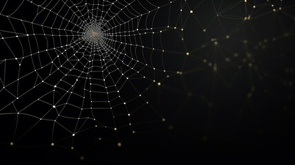 White Spider Web on an all-black - obrazy, fototapety, plakaty