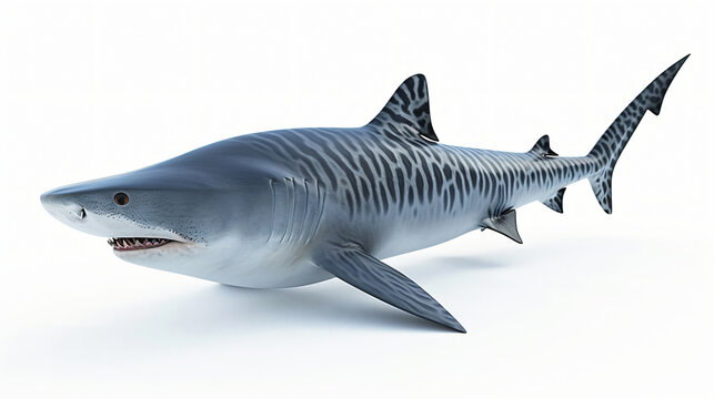 3D rendered illustration of a tiger shark isolated on white background