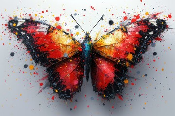 colorful butterfly painted art - obrazy, fototapety, plakaty