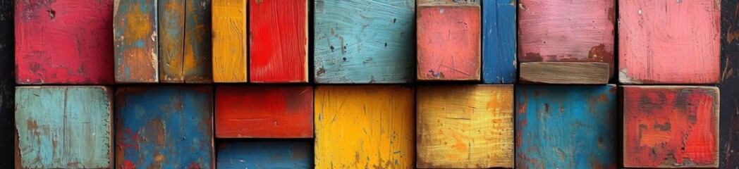 colorful colored layered blocks in a white background