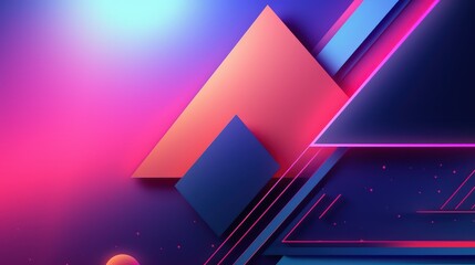 Creative geometric background with neon futuristic sci-fi theme