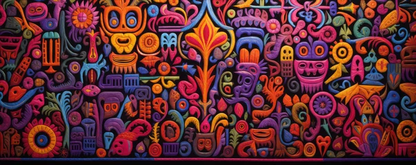 Fotobehang hispanic textile pattern. © Michal