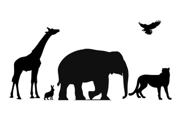 set of wild animals silhouettes. vector illustration. 