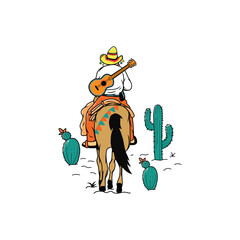 vector illustration cowboy with horse