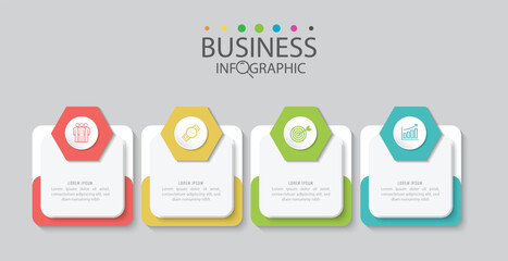 Infographic Business design template with icons and 4 options or steps. for presentations - obrazy, fototapety, plakaty
