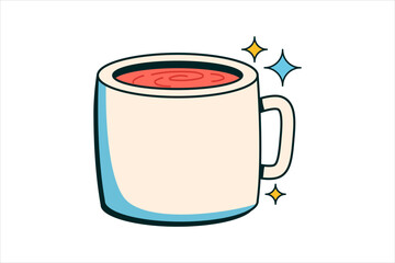 White Mug Retro Sticker Design