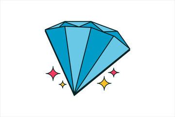 Blue Diamond Retro Sticker Design