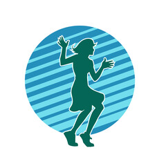 Silhouette of a slim female in dance pose. Silhouette of a woman dancing.