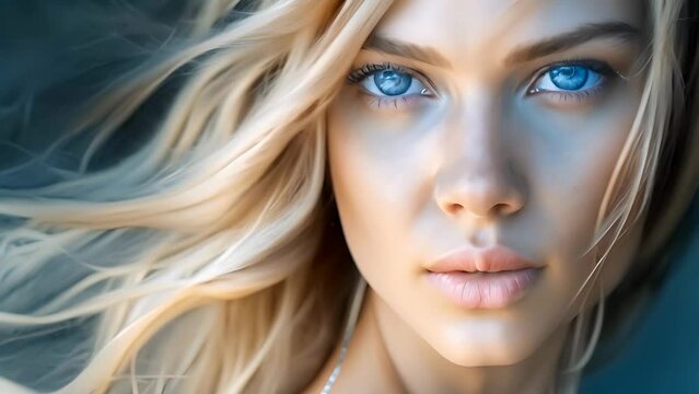 Closeup of a beautiful blue eyed girl