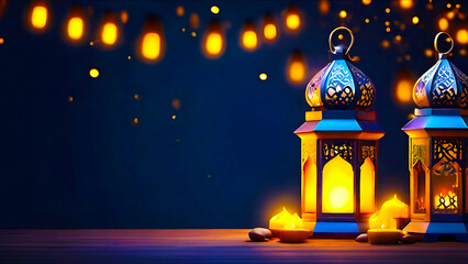 Obraz na płótnie Canvas Ramadan Kareem and Eid festival lantern Islamic background