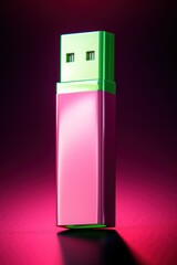 Pink USB Flash Drive on dark background