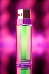 elegant Pink and Green USB Drive with Neon Lights