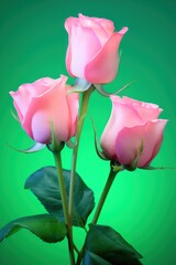 elegant chic pink roses on light green background. ideas for wedding design. sample for art studio, photo salon