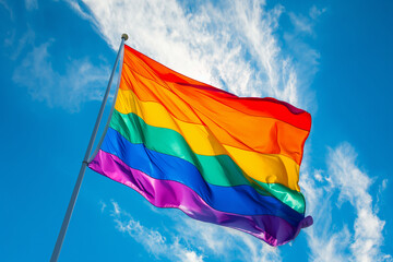 Colorful LGBTQ Flag, Sky Background