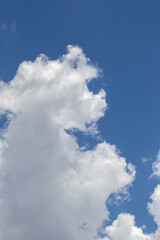 The shape of a begging dog in the clouds in the sky