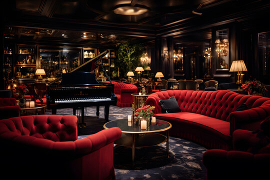 Classic Jazz Bar with Velvet Sofas and Live Music 