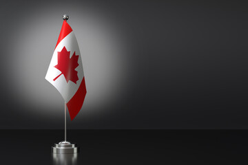 Fototapeta premium Small National Flag of the Canada on a Black Background. 3d Rendering