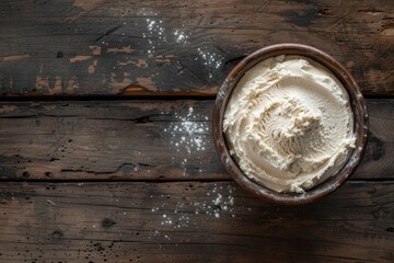 flour in a bowl, bowl is dough, abstract photography