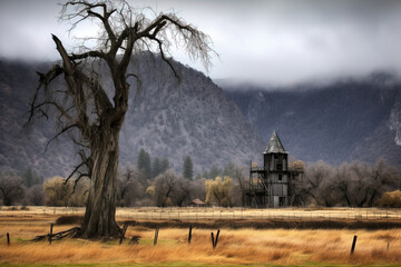 lake in the forest. Generative Ai