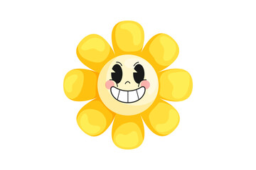 Cute Sun Flower Retro Flat Sticker Design