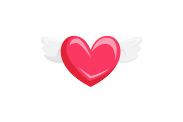 Winged Heart Retro Flat Sticker Design