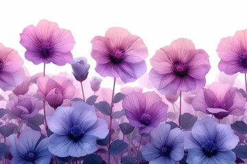 watercolor flower of flowers on white background, in the style of light magenta and dark aquamarine