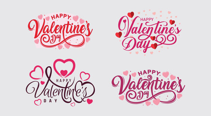 Valentines day illustrations and typography elements set.
