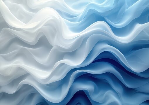 white waves background with blue wave lines illustration © STOCKYE STUDIO