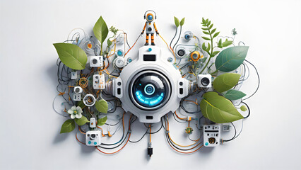 Artificial intelligence and nature connections concept composition  