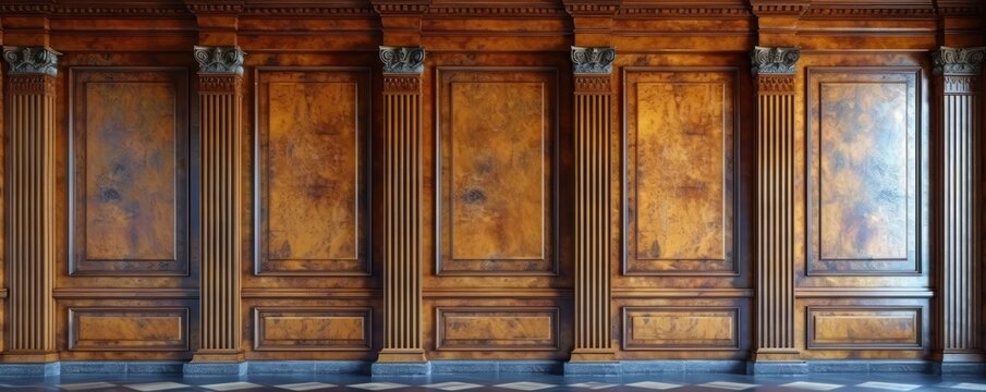 wooden panel for wall background, in the style of neoclassical influences