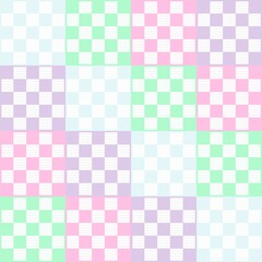 a pastey checkered pattern with a pink, green, and blue color scheme