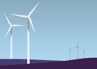 Minimal Windmill with Blue Sky Background, Suitable for Sustainable Climate Visuals Concept.