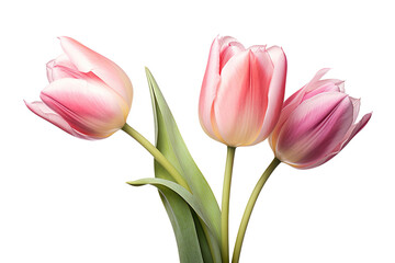 Trio of elegant blooming tulips, cut out